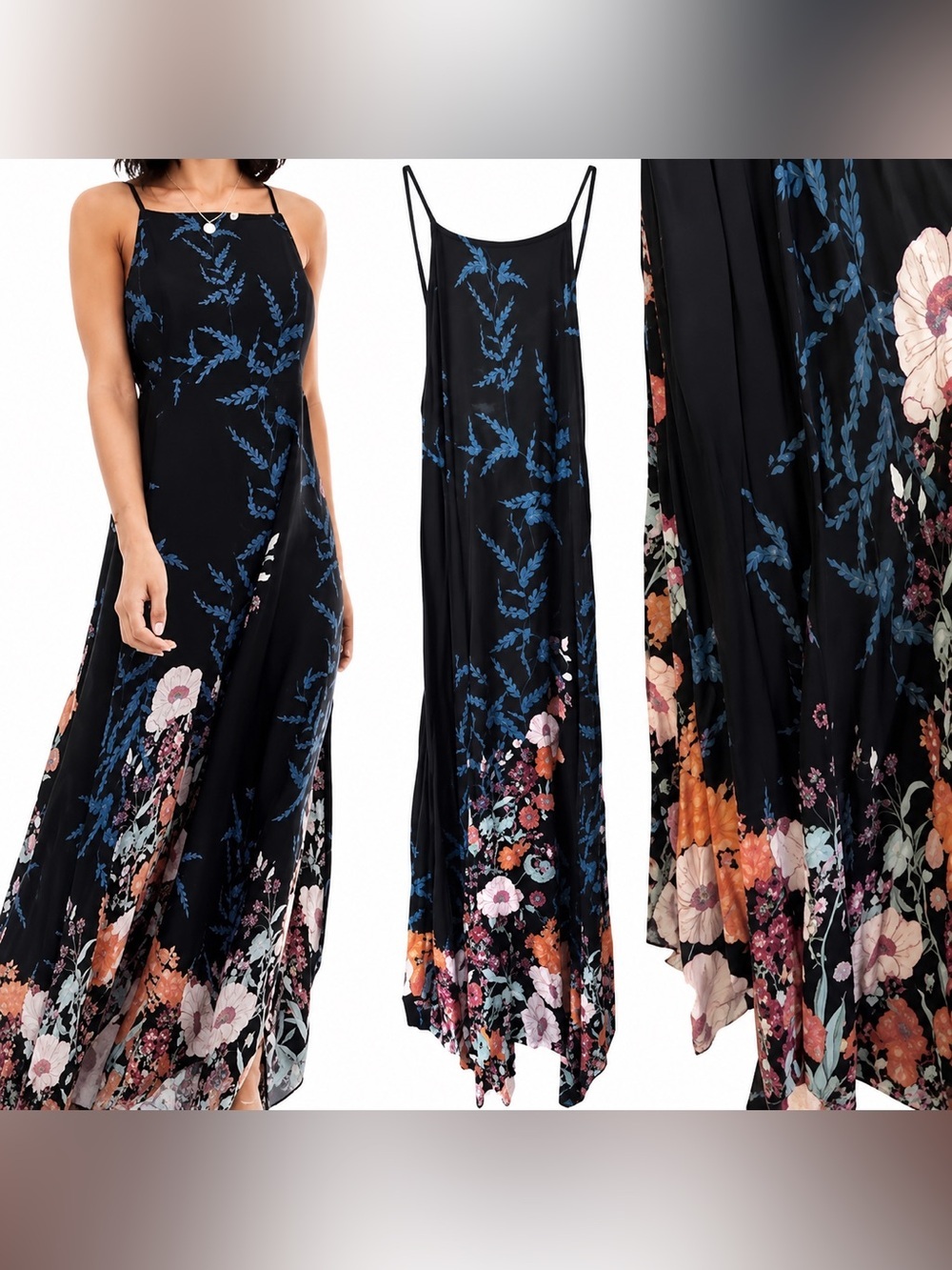 Free People Embrace It Maxi Dress Size Small Back Tie Adjustable Beach Floral